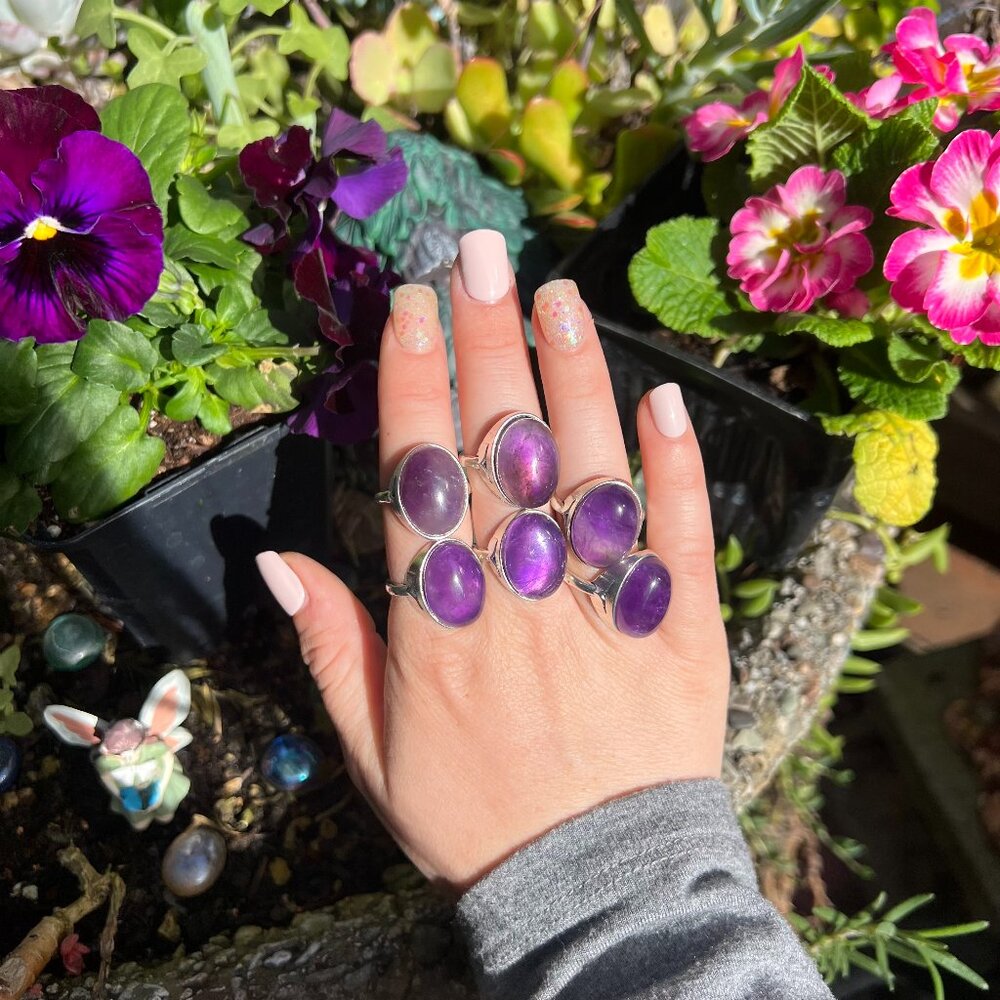 Amethyst or Carnelian Large Oval Ring